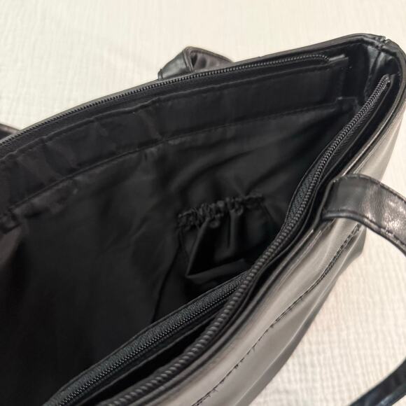 Betty Boop Shoulder Bag Tote Black Embroidered Double Handle Zip Closure - Picture 7 of 16